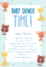 Cute Animals - Invitación Para Baby Shower